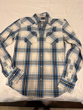 Men's Hollister Blue Plaid Button-Up Shirt